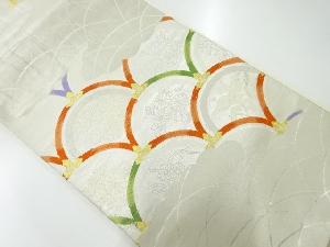 アンティーク　青海波に草花模様織出し袋帯（材料）